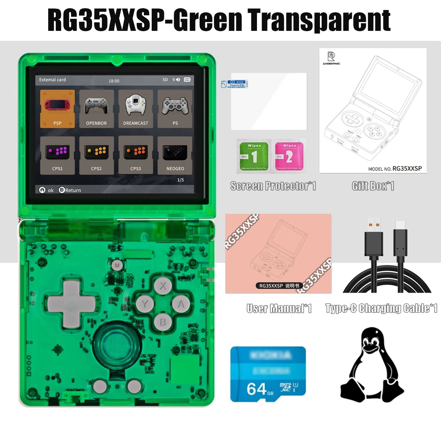 Retro Handheld Game Console - 3.5-inch (8.9 cm) IPS Screen, 3300mAh Battery, HDMI TV Out, Bluetooth 4.2, 5500+ Games