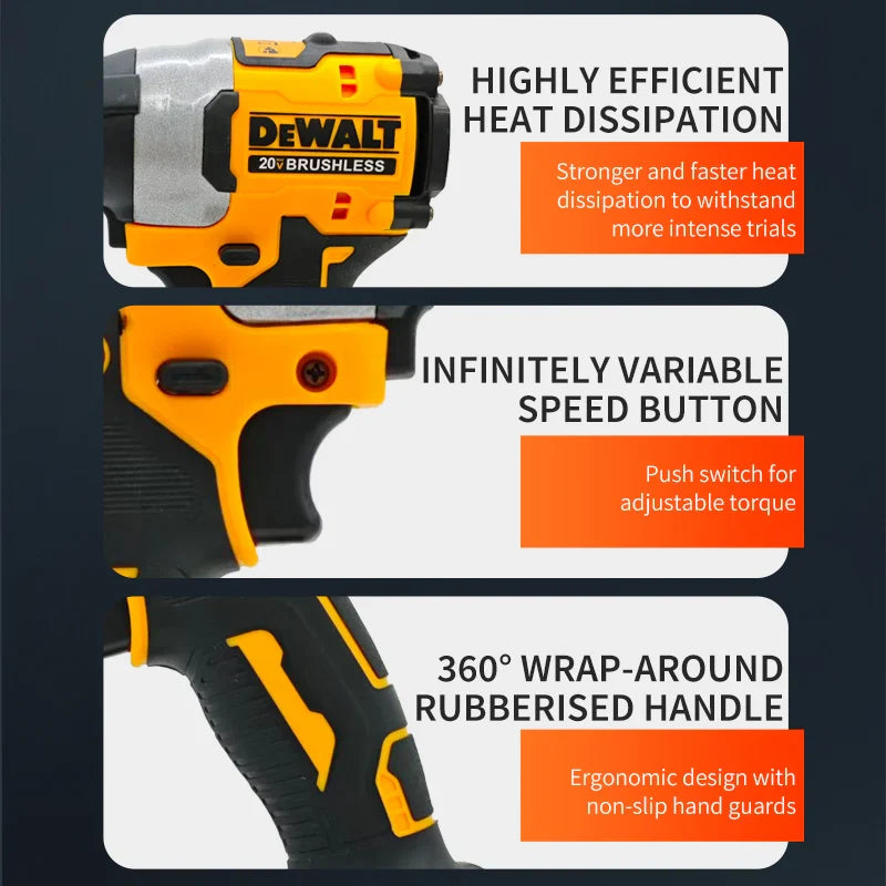 Cordless High-Torque Impact Wrench 1/2" (12.7 mm) Drive, 406 Nm (≈300 ft·lb), 2500 RPM, 20V Battery