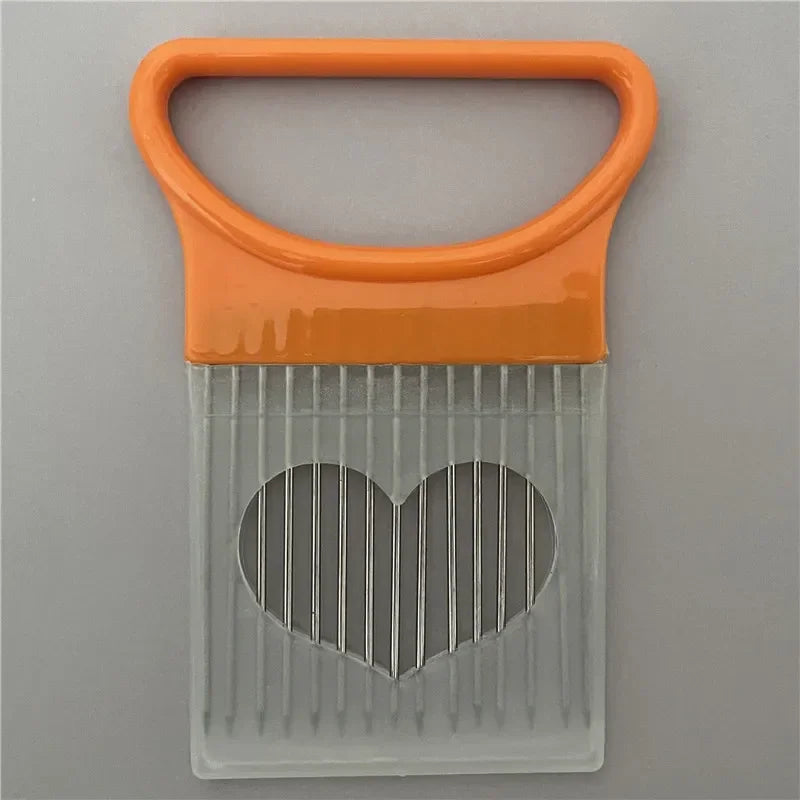 Colorful Onion Slicer with Stainless Steel Holder – Easy Vegetable & Potato Chopper