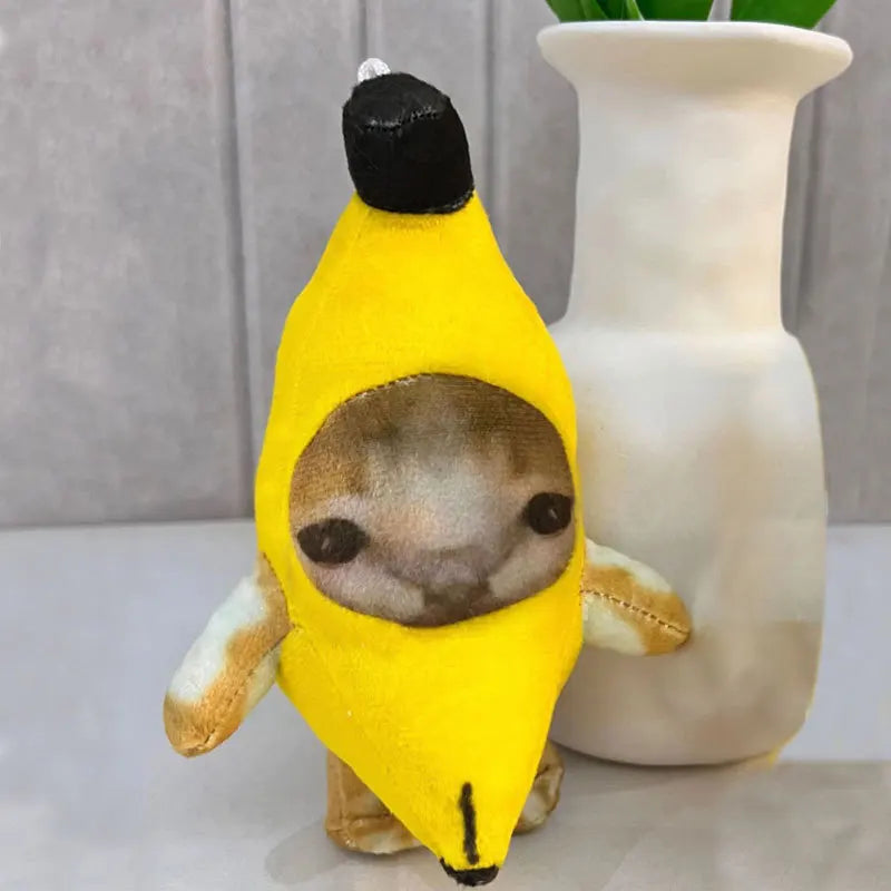 17cm Banana Cat Plush Keychain Pendant — Cute Crying & Happy Face, 1 Pc