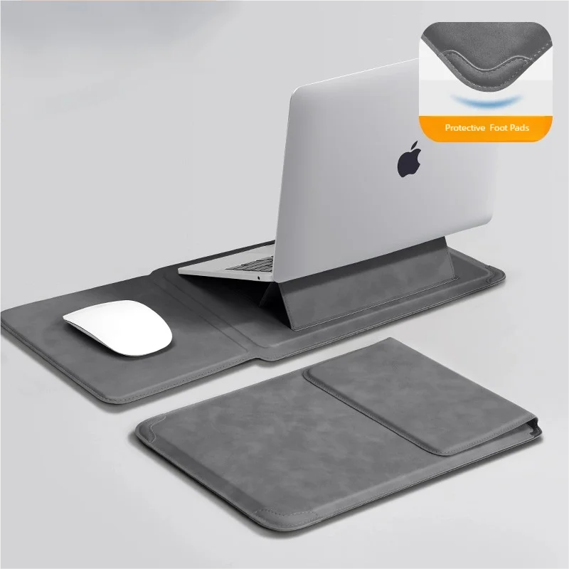 Laptop Sleeve with Stand 13–16 Inch (13.6/14/15/15.6) PU Notebook Case – Slim Protective Sleeve for Laptops, Unisex