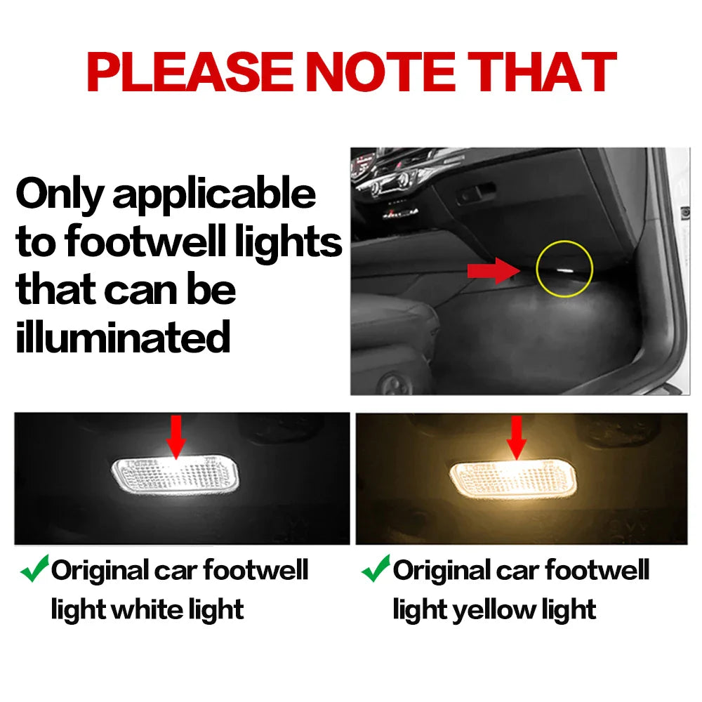 LED RGB Car Footwell Ambient Light Strip - Interior Decorative Atmosphere Lamp for Golf, Passat, Jetta, Tiguan, Touareg, Arteon, Eos, Sharan