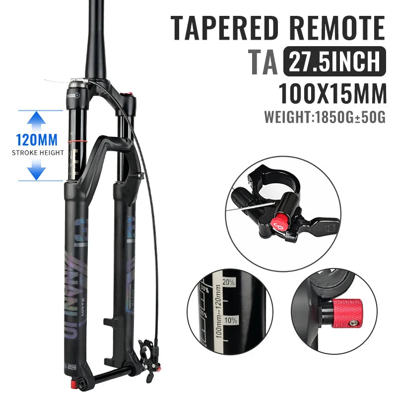 Air Suspension MTB Fork Rebound and Lockout Adjustment 26 / 27.5 / 29-Inch Straight or Tapered, 120mm (4.7in) & 140mm (5.5in) Travel