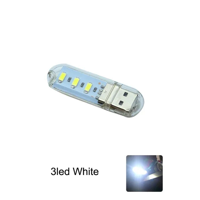 Mini USB LED Book Light – 3/8/24 LED Ultra Bright RGB Portable Reading Lamp for Power Bank, Laptop & Notebook