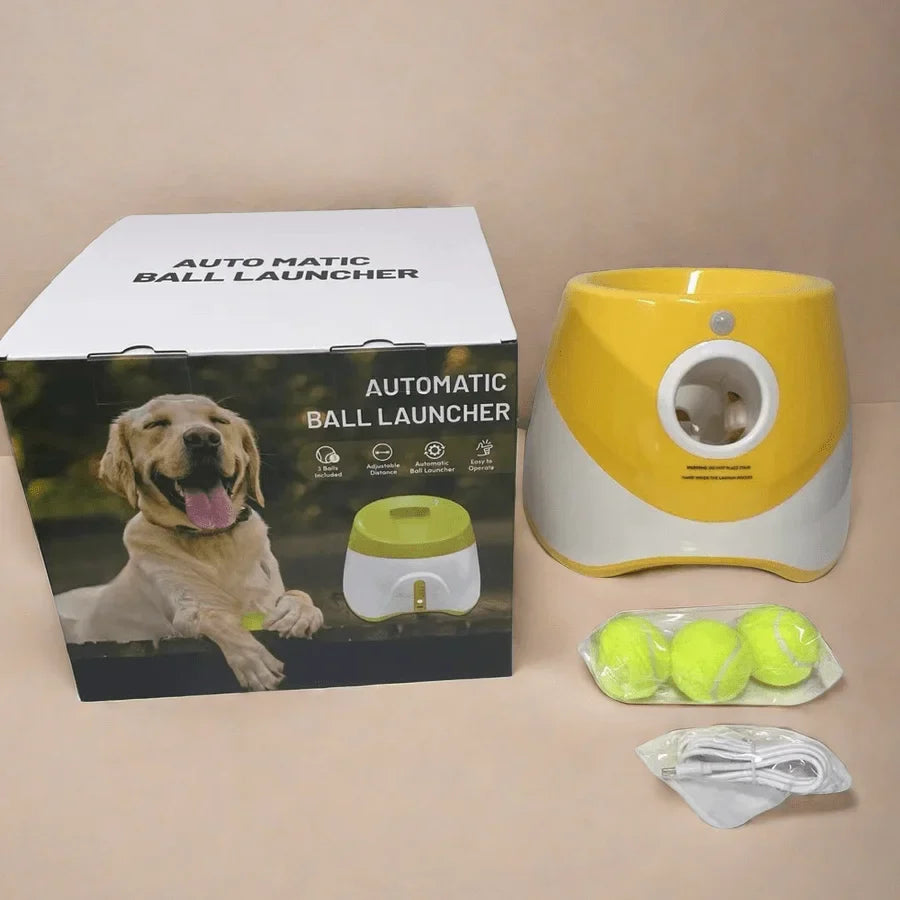 Automatic Dog Ball Launcher – Rechargeable USB Interactive Tennis Thrower, 5.8 cm Balls for Medium & Large Dogs