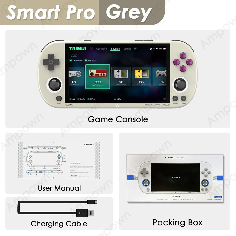 Smart Pro Handheld Retro Game Console 4.96-inch (12.6 cm) IPS — Linux, Dual Joysticks, RGB Mood Lights, 13,000+ Games, 5000mAh