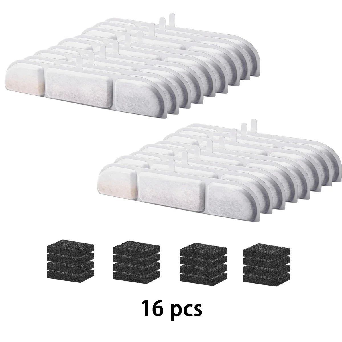 6/12/16/20/24-Pack Cat Water Fountain Replacement Filters with Pre-Filter Sponges – Activated Carbon & Ion Exchange