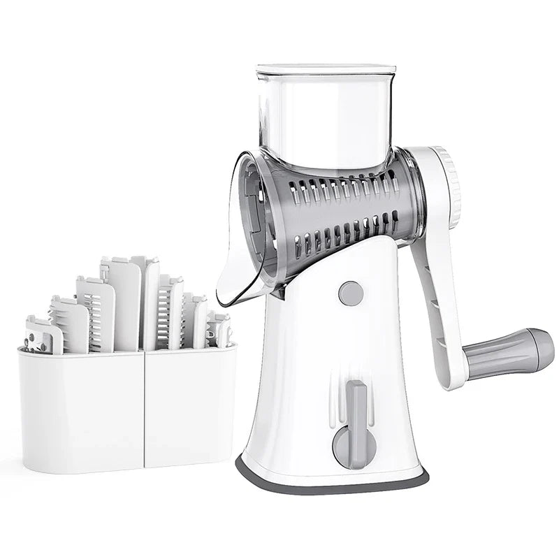 5-in-1 Rotary Cheese Grater Mandoline Shredder Vegetable Julienne Slicer Waffle Cutter Nut Chopper
