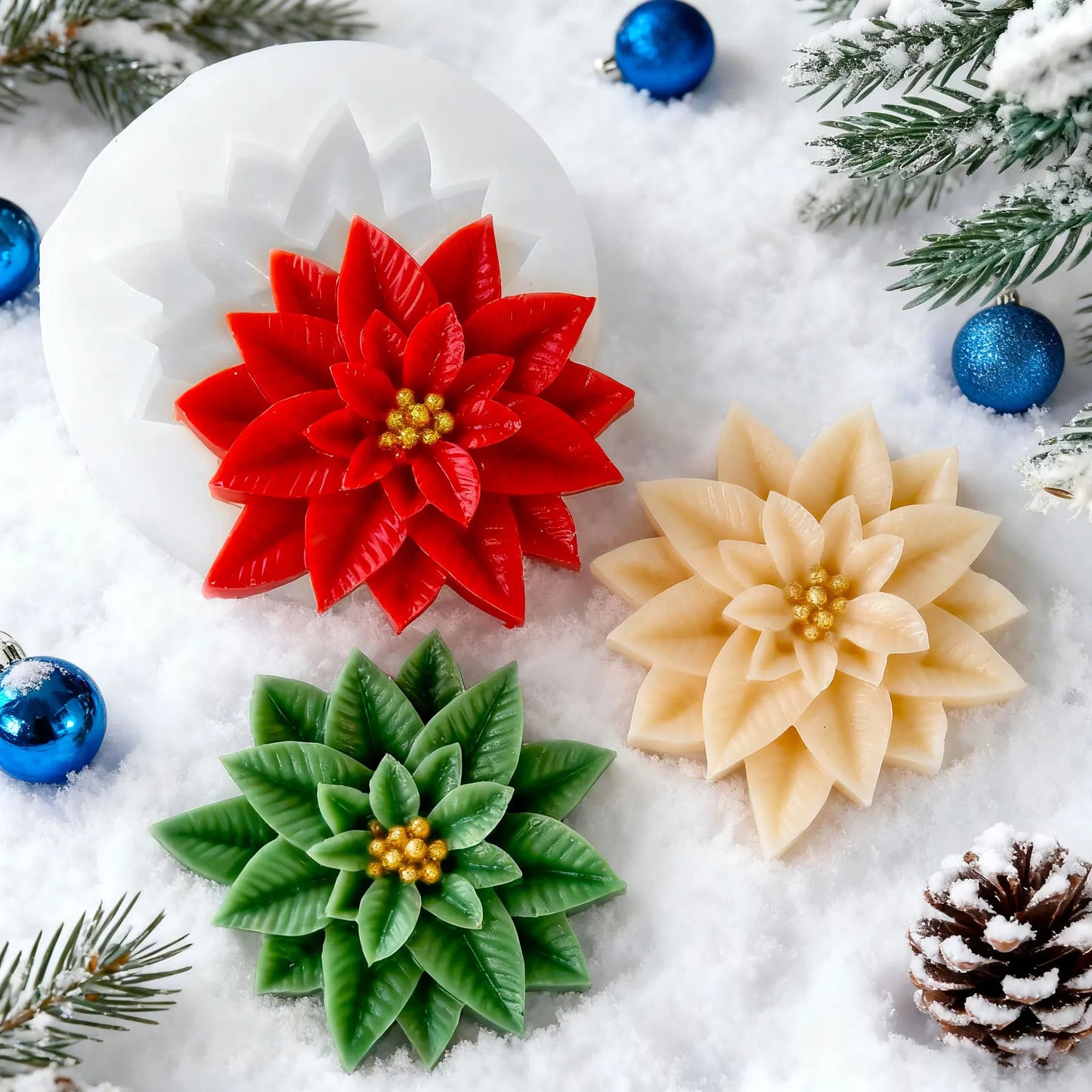 Holly Leaf & Berry Silicone Mold for Christmas – DIY Candle, Resin, Soap & Chocolate Mold