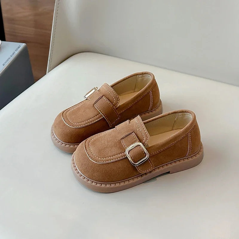 Girls Hook-and-Loop Loafers – Soft PU Leather Flats for Kids, Casual School Shoes, Anti-Slip Round Toe