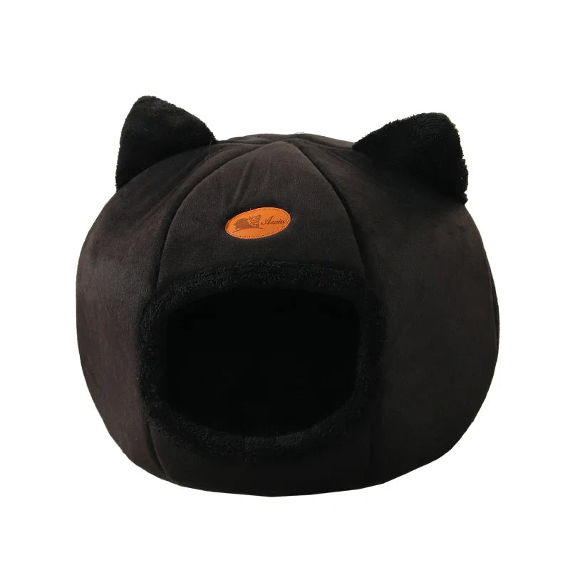 Plush Cat Cave Bed for Cats & Small Dogs – Indoor Pet House Tent with Removable Cushion, M/L/XL (33–39 cm | 13–15 in)