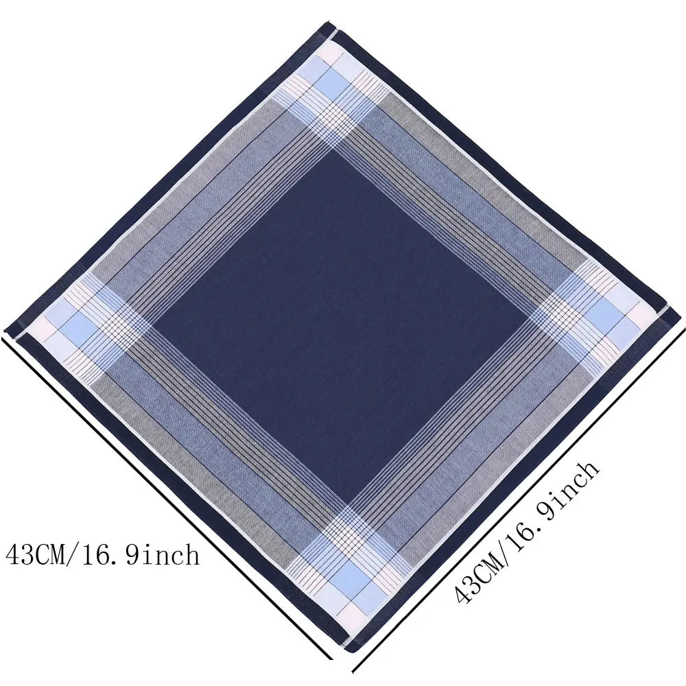 3-Pack Men's Cotton Handkerchiefs 17 x 17 in (43 x 43 cm) Soft Plaid Pocket Squares for Weddings, Sports and Everyday Use