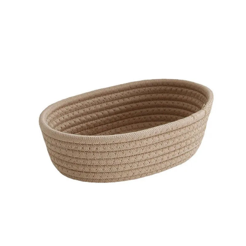 Nordic Cotton Rope Woven Storage Baskets - Small/Medium/Large Desktop Organizer for Cosmetics, Keys & Sundries
