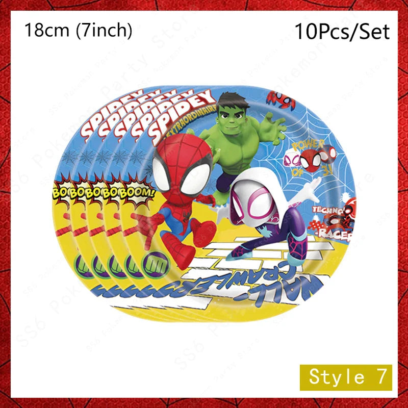 Spiderman Kids Birthday Party Supplies - Disposable Tableware Set with Plates, Cups, Napkins & Favor Bags