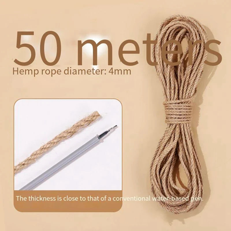 Sisal Hemp Cat Scratching Rope – 20 m (65.6 ft) & 50 m (164 ft) Durable Scratch-Resistant Rope for DIY Cat Trees and Posts