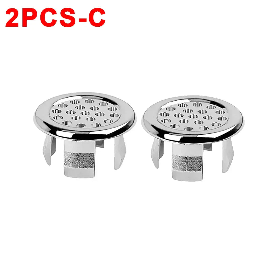 Sink Overflow Ring Cover 1/2/4-Pack Plastic Basin Overflow Hole Trim for Bathroom and Kitchen - Fits 22-24mm & 47-48mm Apertures