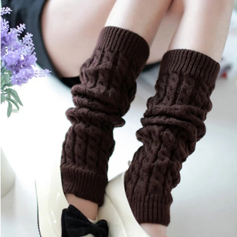 Women's Knit Leg Warmers 40 cm (15.7 in) Long Crochet Boot Cuffs Autumn Winter Black White