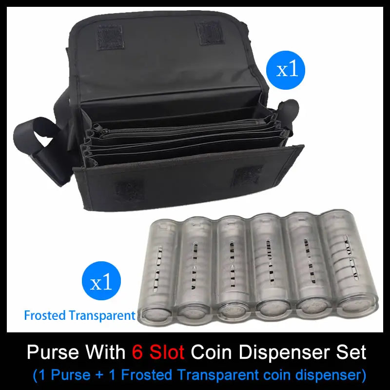 6-Slot Euro Coin Dispenser Waist Wallet – Waiter & Driver Cash Coin Holder with Zipper Pocket