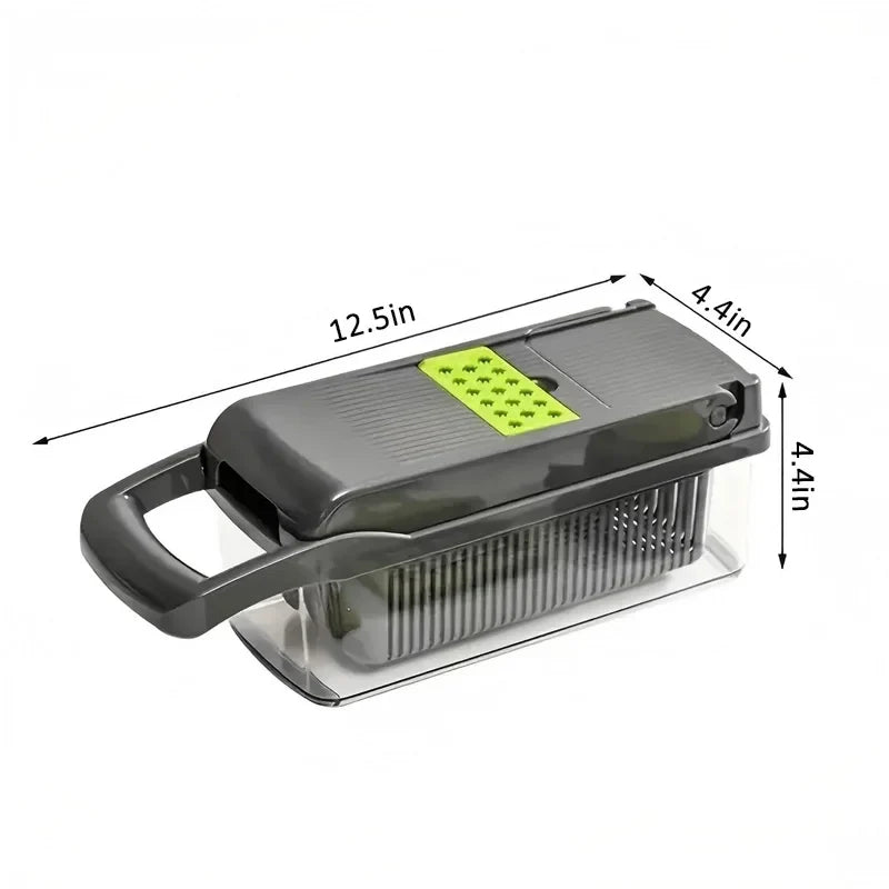 22-in-1 Multifunctional Kitchen Vegetable Chopper and Fruit Slicer with Container – Food Cutter, Shredder & Mincer