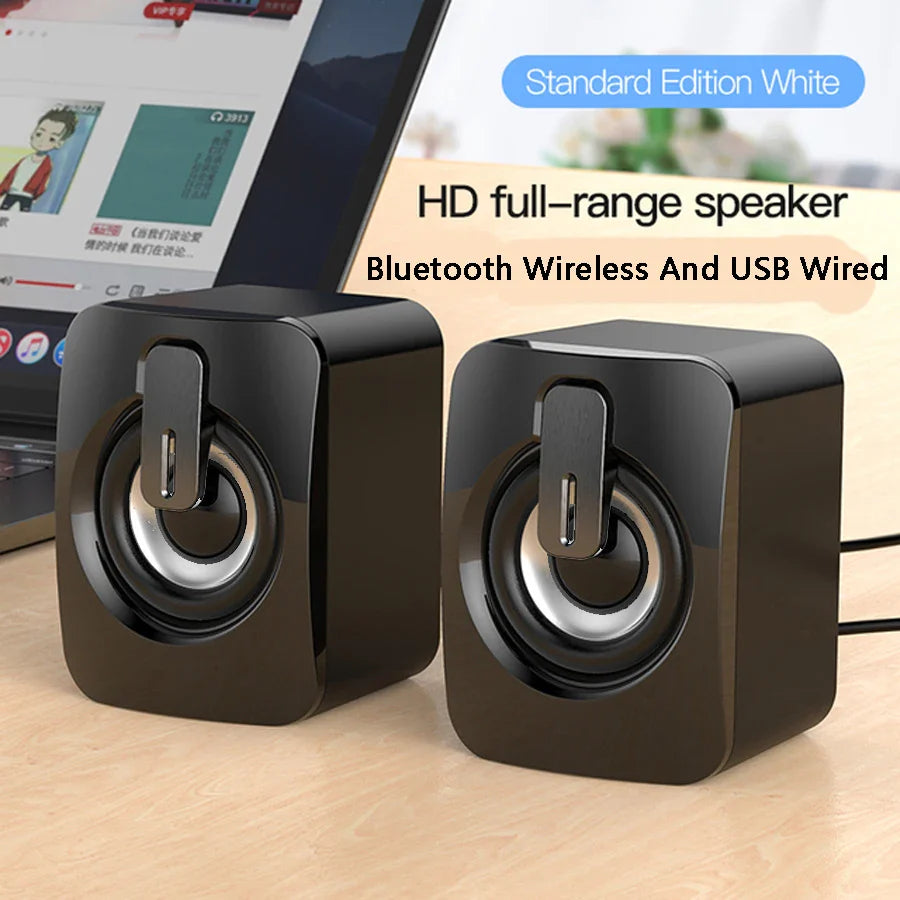 Mini USB Computer Speakers 2.0 Stereo – Portable Desktop & Laptop Speakers, 3.5mm AUX, RMS 3W x2 (Blue/Black/Red/White)