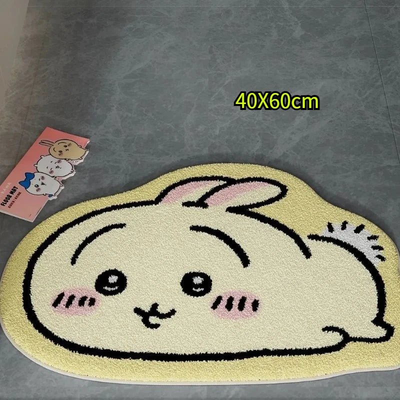 Hachiware Usagi Plush Rug - Soft Non-Slip Anime Floor Mat for Bathroom, Living Room & Car