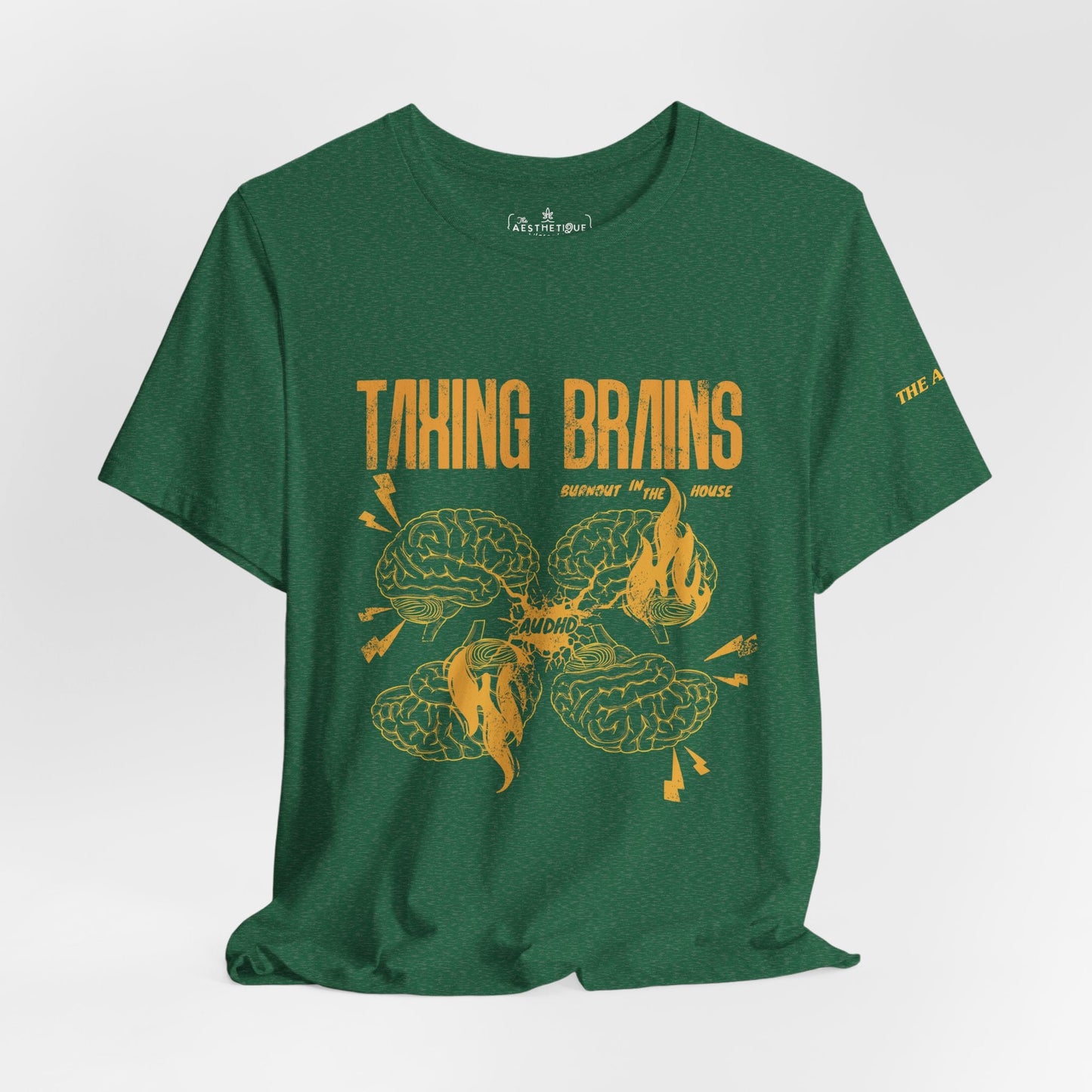 Taxing Brains - Burnout in the House - AuDHD - Adult Unisex Jersey Tee