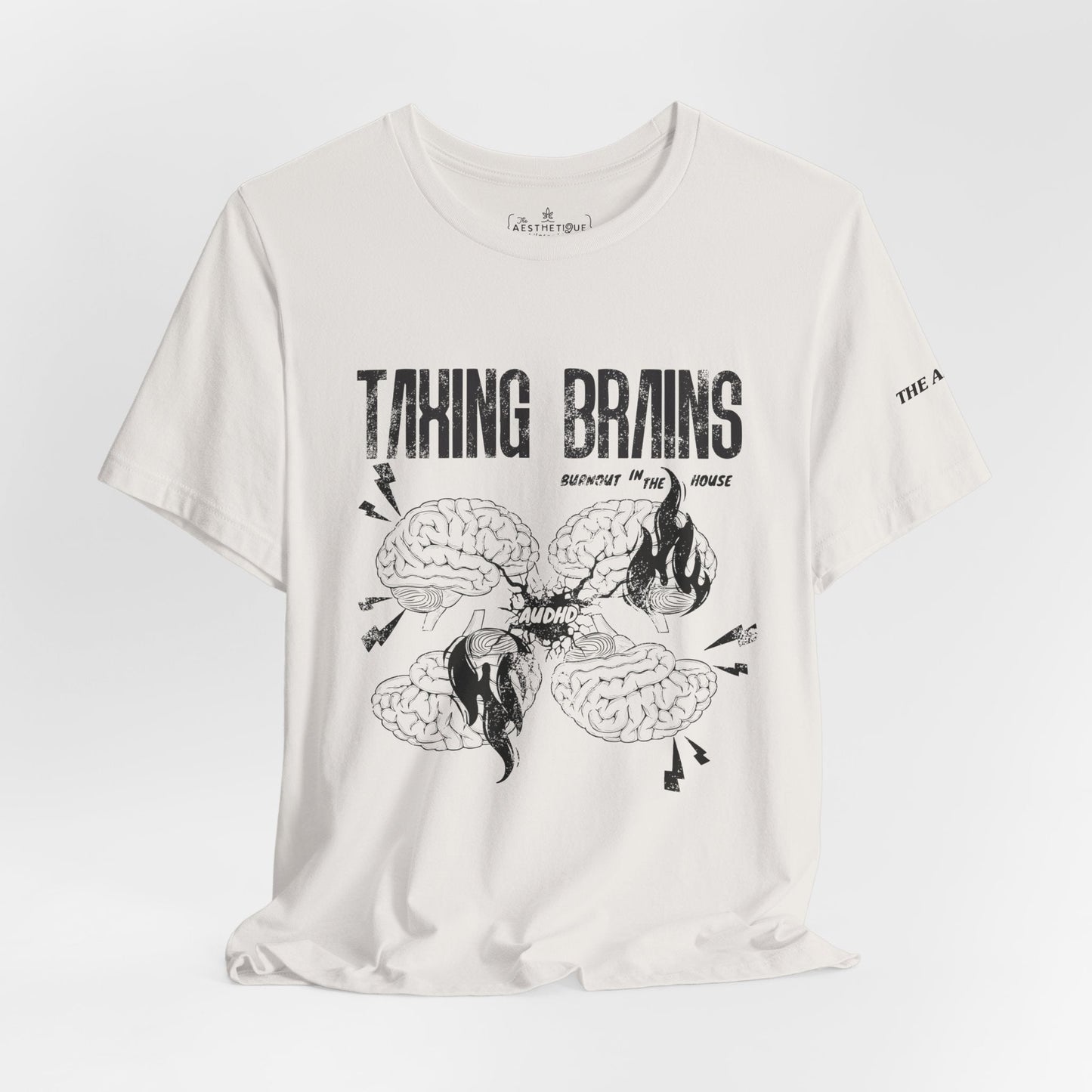 Taxing Brains - Burnout in the House - AuDHD - Adult Unisex Jersey Tee
