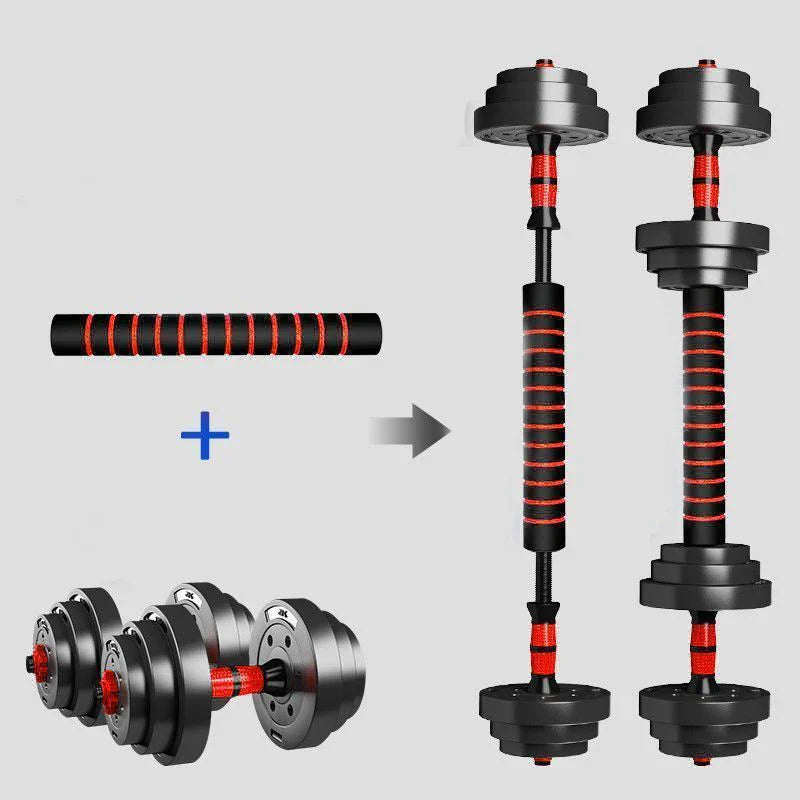 Adjustable Dumbbell to Barbell Set 5–44 lb (2.5–20 kg) Anti-Slip Grip Home Gym
