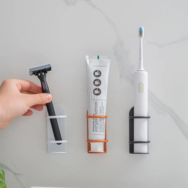 Wall-Mounted Punch-Free Electric Toothbrush and Razor Holder - Bathroom Toothbrush Organizer Shelf