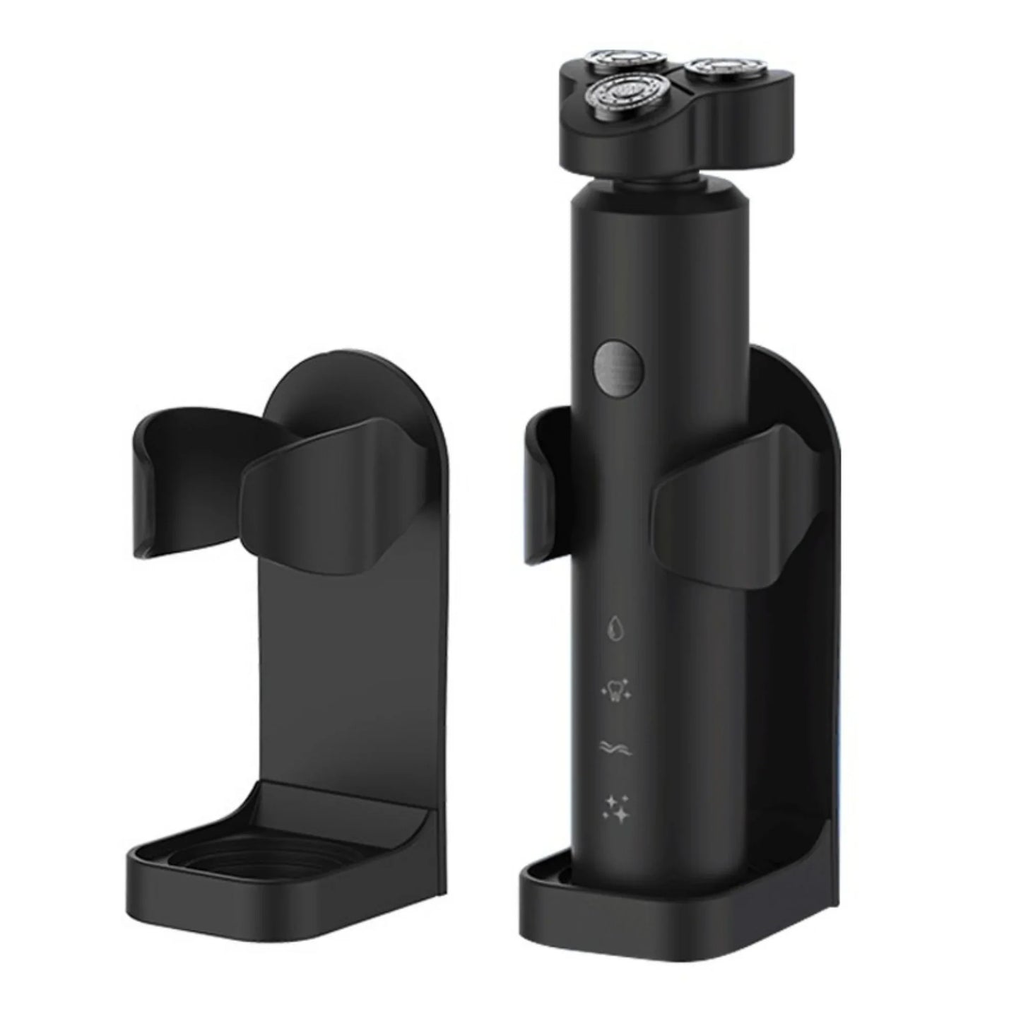 Self-Adhesive Wall-Mounted Shaver & Electric Toothbrush Holder – Razor Storage Rack (White/Black)