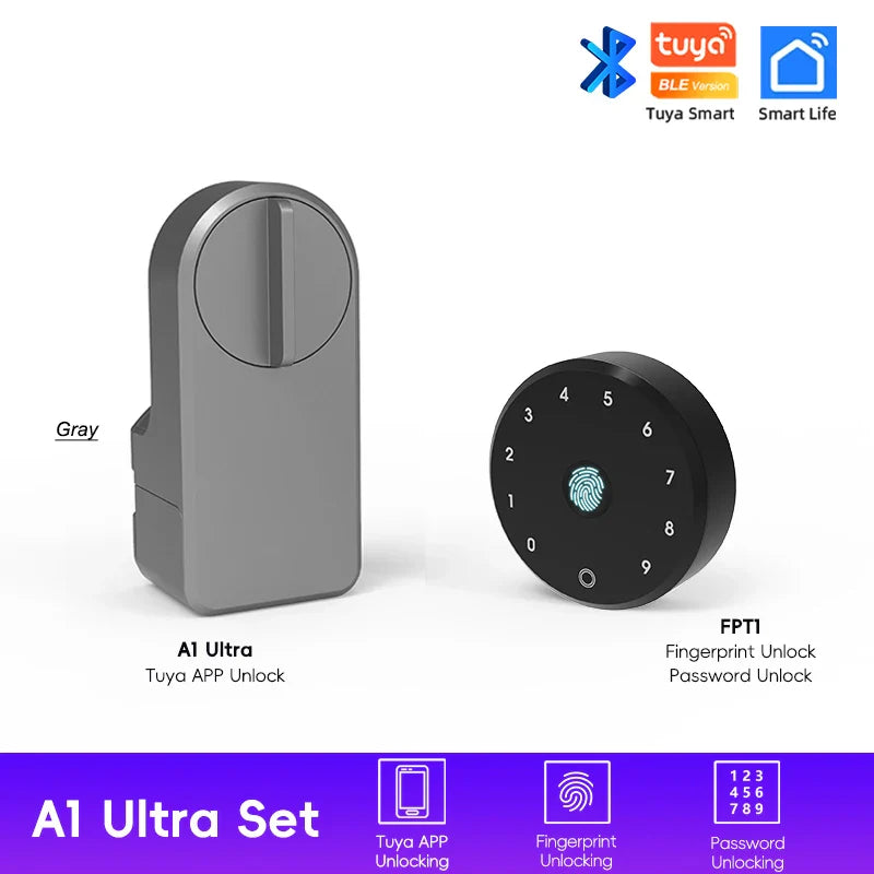 BLE Smart Electronic Door Lock with Wireless Fingerprint Keypad — Punch-Free No-Drill Installation