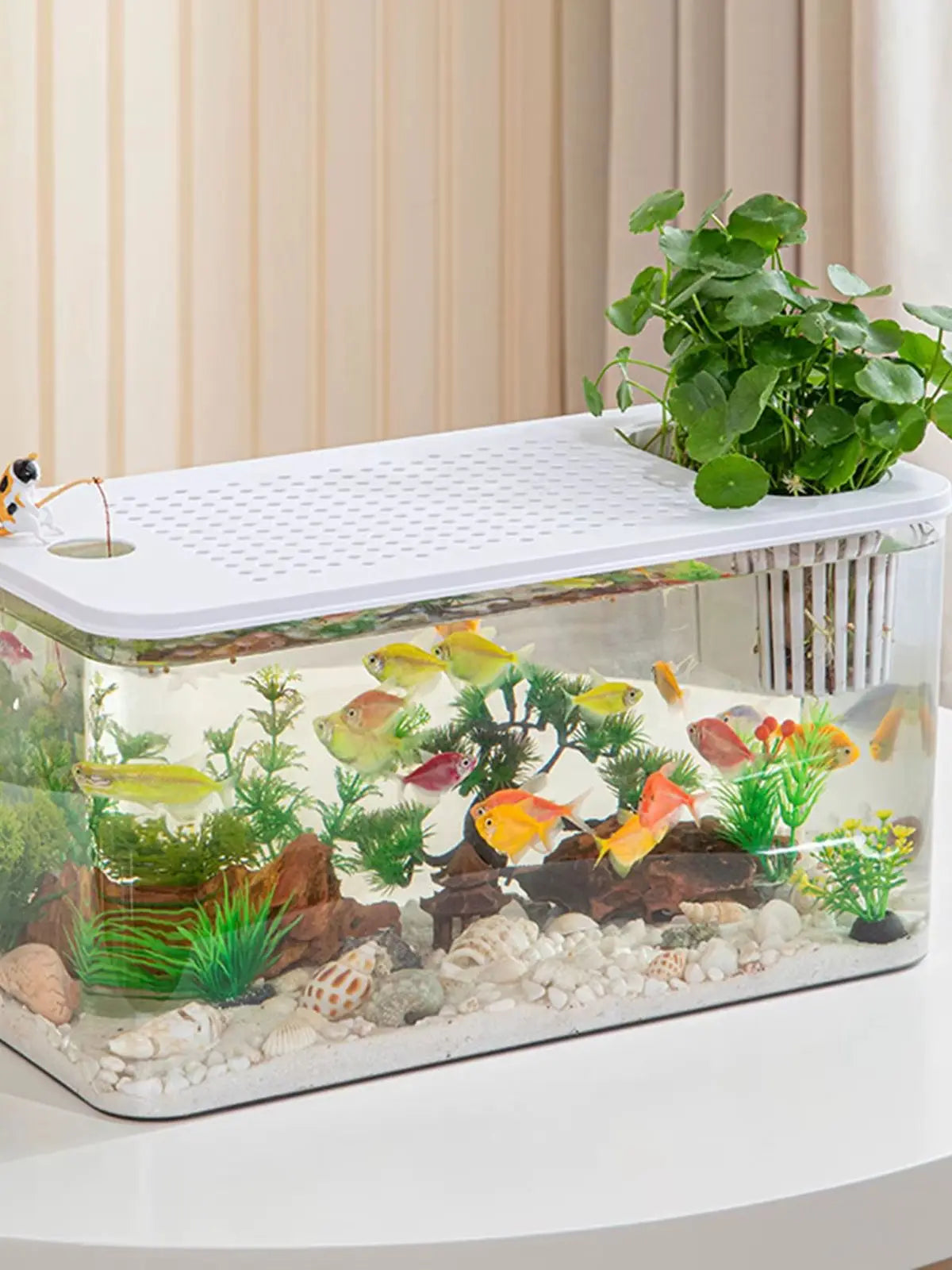 Clear View Reptile Terrarium Breeding Tank — 12.44 x 7.09 x 8.86 in (31.6 x 18 x 22.5 cm) Plastic Habitat for Betta, Crayfish, Frog, Gecko, Snake, Chameleon