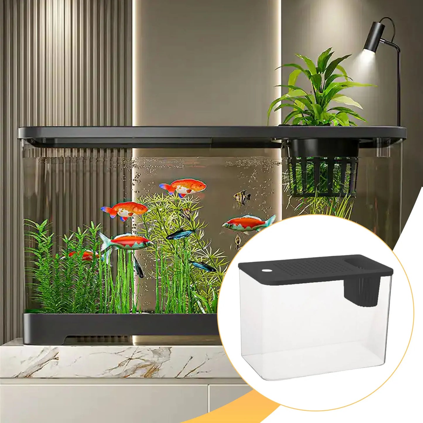 Clear View Reptile Terrarium Breeding Tank — 12.44 x 7.09 x 8.86 in (31.6 x 18 x 22.5 cm) Plastic Habitat for Betta, Crayfish, Frog, Gecko, Snake, Chameleon