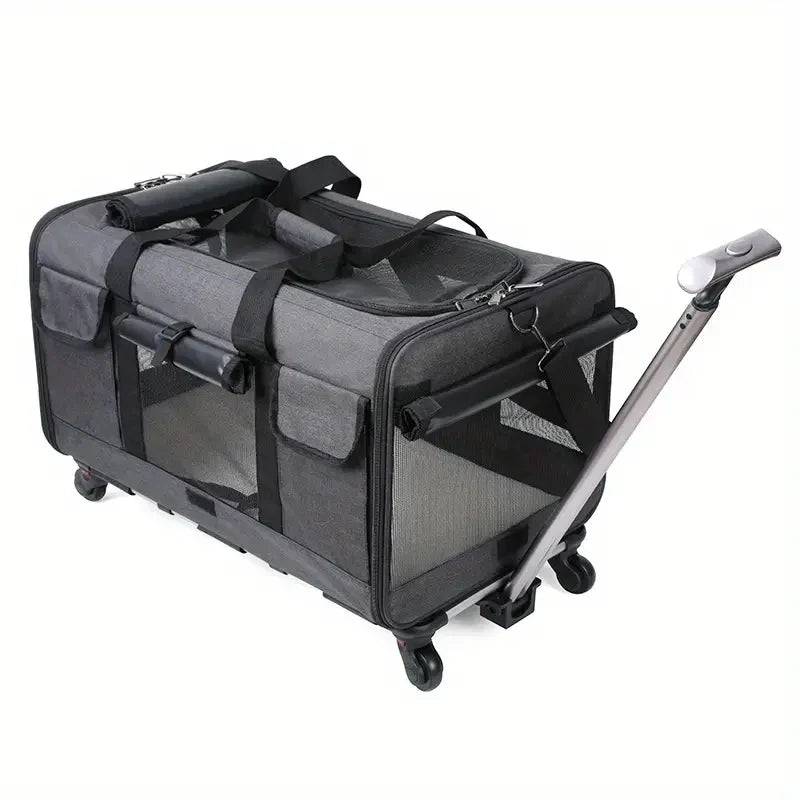 Extra Large Foldable Pet Trolley Carrier - Detachable Dog & Cat Travel Bag, 44 x 60 x 39 cm (17.3 x 23.6 x 15.4 in)