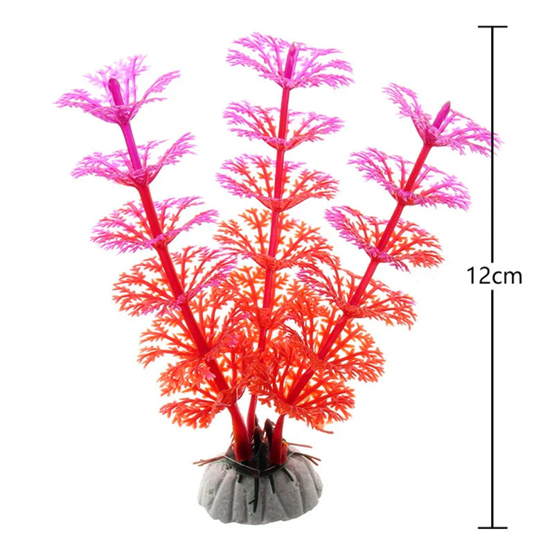Artificial Aquarium Plants – Plastic Underwater Green Shrubs with Resin Base, Fish Tank Decoration