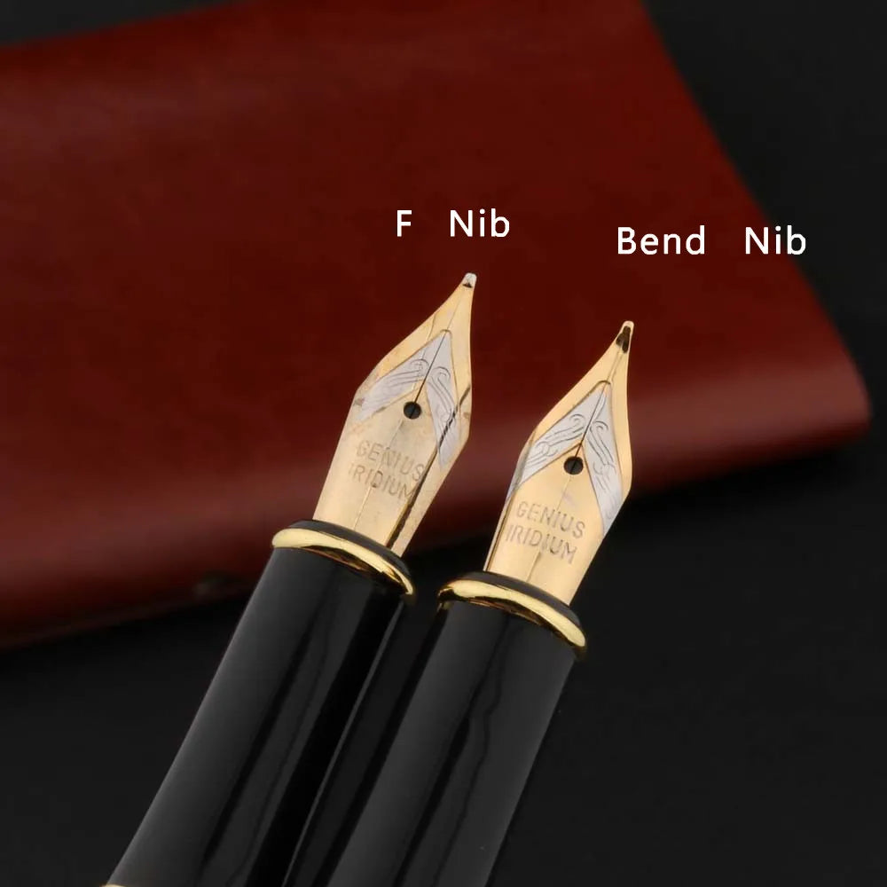 Metal Fountain Pen Black & Gold – Business Writing Pen for Office, School & Gifts