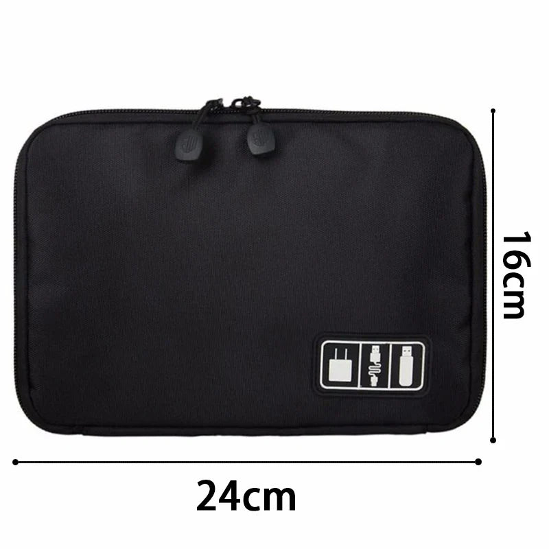 Waterproof Nylon Cable Organizer Bag 24 x 16 x 2.5 cm (9.4 x 6.3 x 1.0 in) – Travel Electronics Case for USB Drives Chargers Power Bank – Camping & Hiking