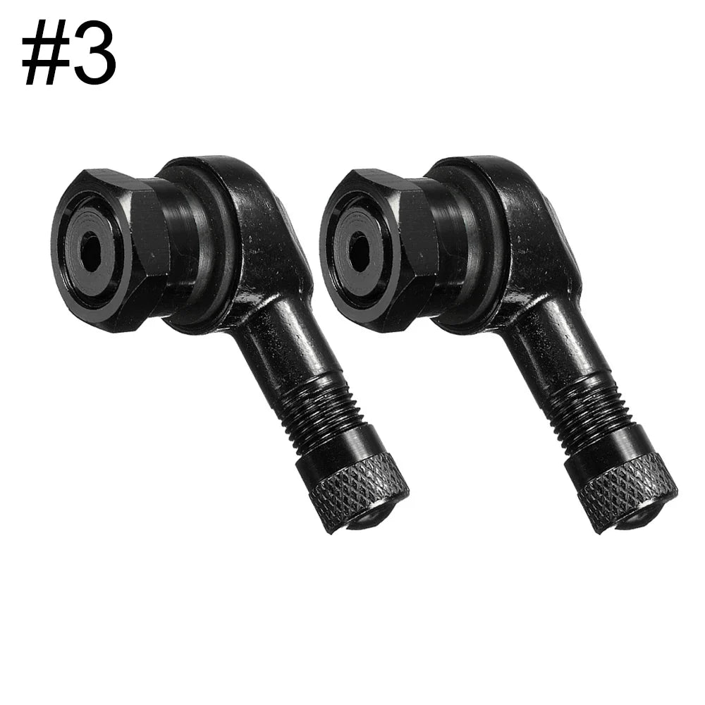 2-Pack 90° Aluminum Motorcycle Tubeless Valve Stem Caps — 11.3mm (0.45in) Fit