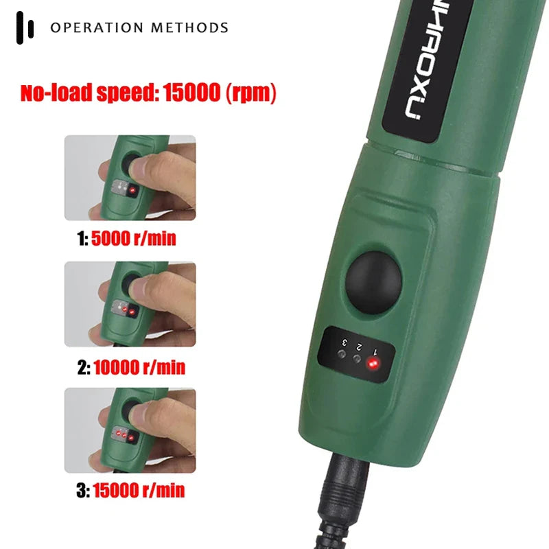 Mini Rotary Tool Kit — 3-Speed Engraver & Grinder with 25-Piece Accessories (100–240V / 3.7V)