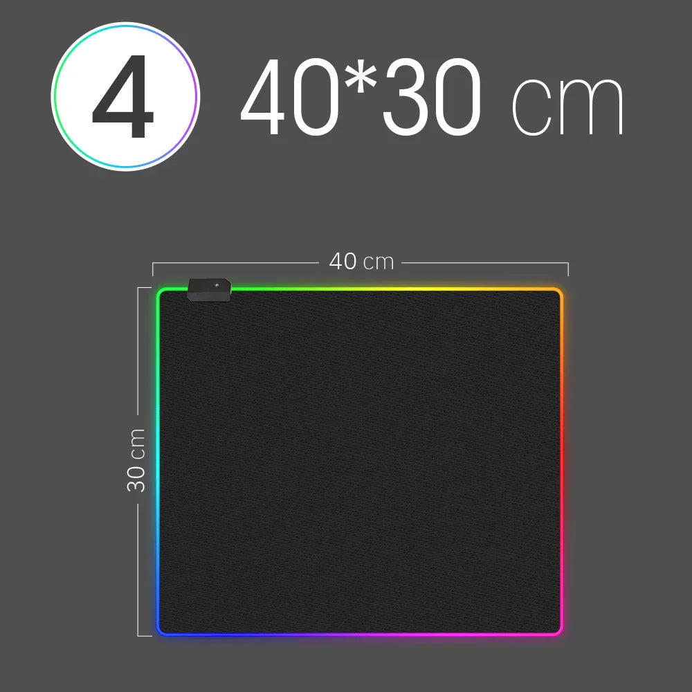 RGB LED Gaming Mouse Pad — Waterproof Large Desk Mat, Non-Slip Rubber, Multiple Sizes (70 x 30–90 x 40 cm / 27.6 x 11.8–35.4 x 15.7 in)