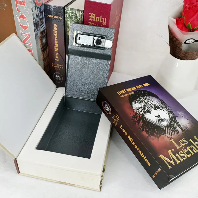 Hidden Book Safe with Key Lock — Metal Interior Stash Box for Cash, Jewelry & Passports — Realistic Classic Book Design