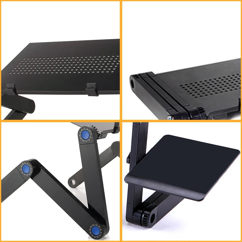 Adjustable Aluminum Laptop Desk Stand with Mouse Pad, Portable Ergonomic Lap Desk for Bed, Sofa and TV