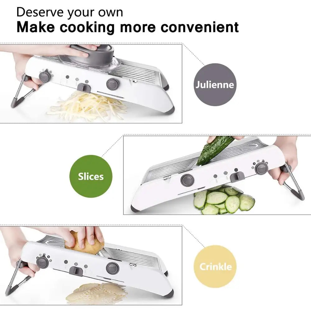 18-in-1 Adjustable Mandoline Slicer – Stainless Steel Vegetable and Fruit Grater, Julienne Cutter