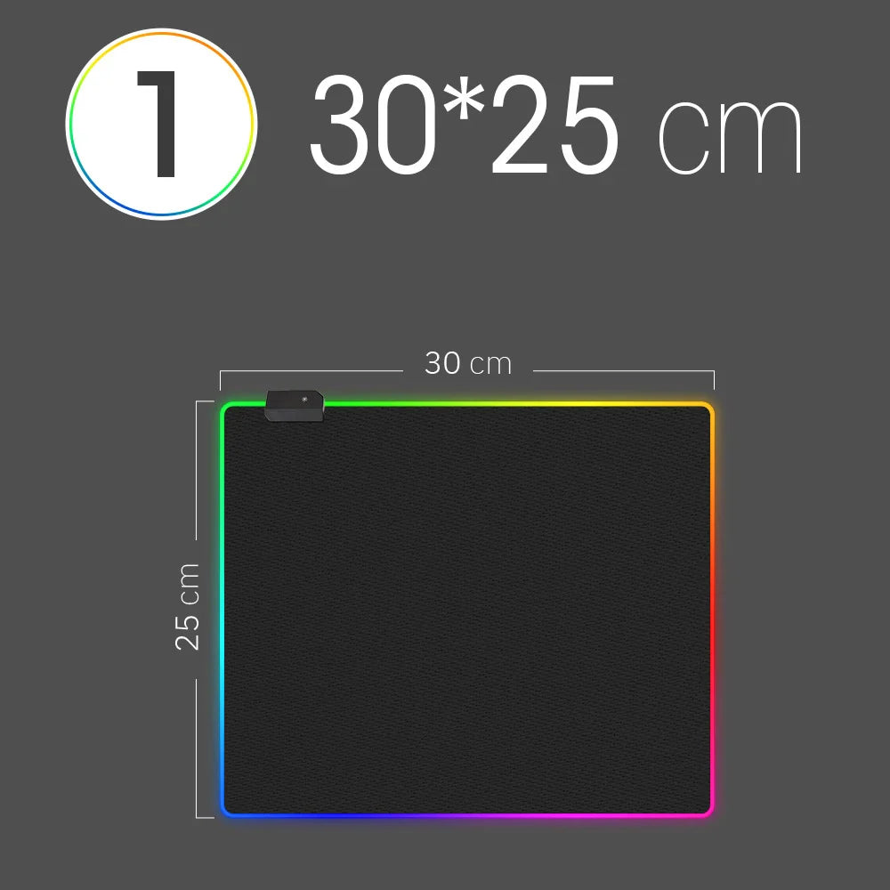 RGB LED Gaming Mouse Pad — Waterproof Large Desk Mat, Non-Slip Rubber, Multiple Sizes (70 x 30–90 x 40 cm / 27.6 x 11.8–35.4 x 15.7 in)