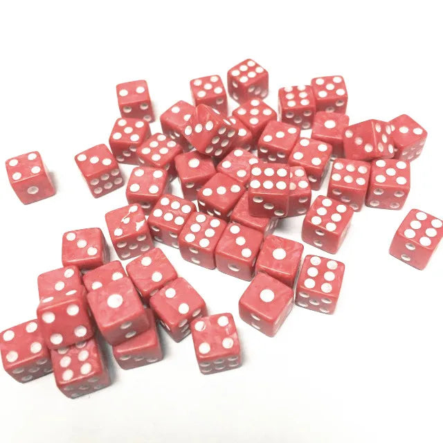 50-Pack 8mm Mini Plastic Dice (6 Colors) – Standard 6-Sided Game Dice for Board Games & Party Favors