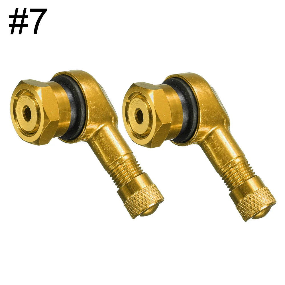 2-Pack 90° Aluminum Motorcycle Tubeless Valve Stem Caps — 11.3mm (0.45in) Fit