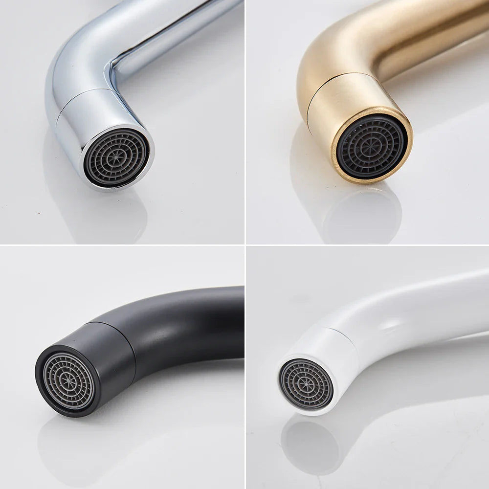 Single-Handle Basin Faucet Mixer Tap Single Hole Deck-Mount Matte Black Brushed Gold Bathroom Sink Tap
