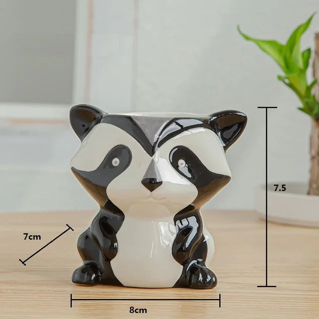 Nordic Ceramic Animal Mini Planters - Zebra, Sheep & Cow Head Succulent and Bonsai Pots for Home Decor