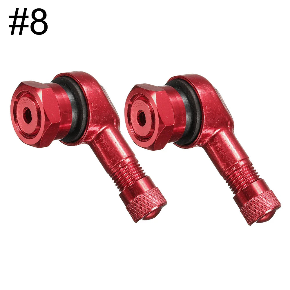 2-Pack 90° Aluminum Motorcycle Tubeless Valve Stem Caps — 11.3mm (0.45in) Fit
