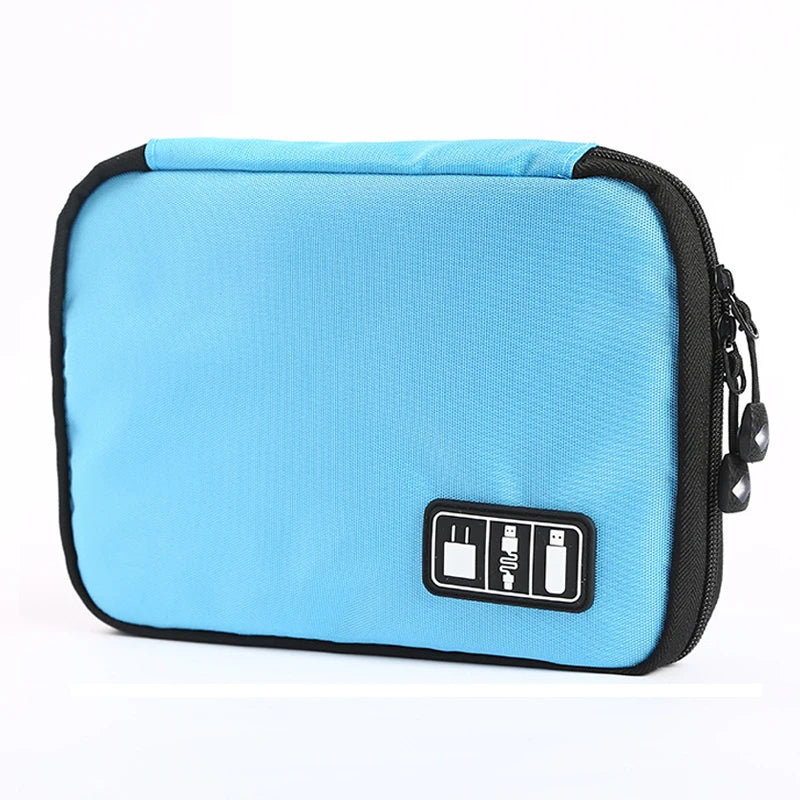 Waterproof Nylon Cable Organizer Bag 24 x 16 x 2.5 cm (9.4 x 6.3 x 1.0 in) – Travel Electronics Case for USB Drives Chargers Power Bank – Camping & Hiking